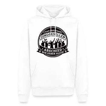 Team Bräutigam: Bachelor party – We give it our all! - Men’s Premium Organic Hoodie - white - Front - Nico (187cm)