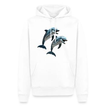 Delfine - Männer Premium Bio Hoodie - Weiß - Vorne - Nico (187cm)