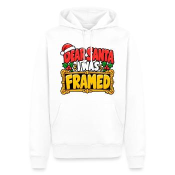Dear Santa I Was Framed - Männer Premium Bio Hoodie - Weiß - Vorne - Nico (187cm)