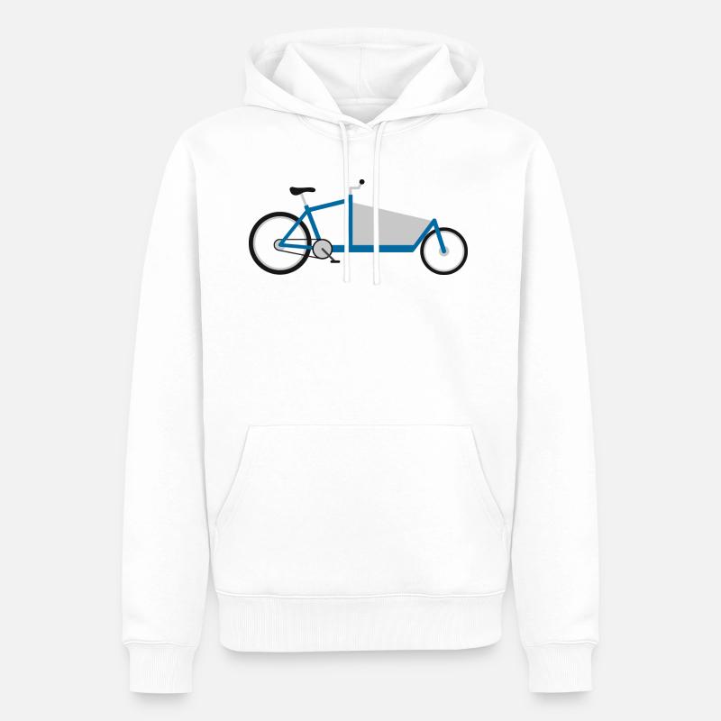 Vélo de cargo bleu - Sweat à capuche Premium bio Homme - blanc