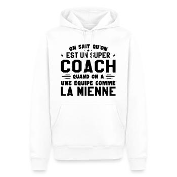 We know that we are a great coach - Men’s Premium Organic Hoodie - white - Front - Nico (187cm)