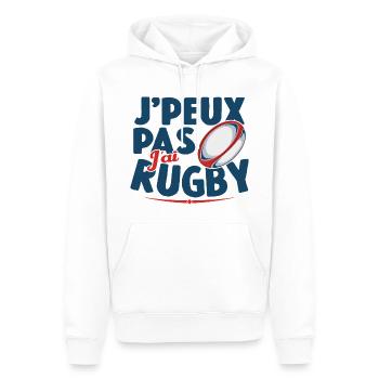 Je Peux Pas J'ai Rugby Cadeau Amoureux De Rugby - Sweat à capuche Premium bio Homme - blanc - Devant - Nico (187cm)