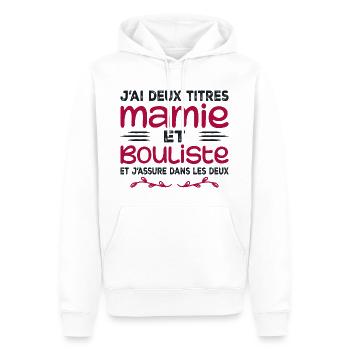 Zwei Titel Granny Bouliste | Oma, Pétanque - Männer Premium Bio Hoodie - Weiß - Vorne - Nico (187cm)