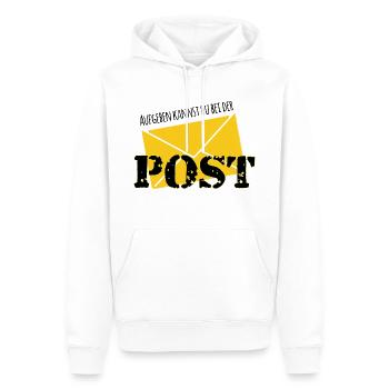 Aufgeben kannst du bei der Post - lustig schräg - Männer Premium Bio Hoodie - Weiß - Vorne - Nico (187cm)