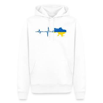 Heartbeat Ukraine Geschenk - Männer Premium Bio Hoodie - Weiß - Vorne - Nico (187cm)