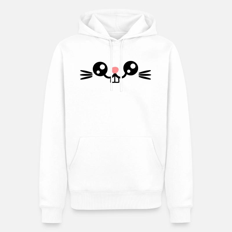 Pâques présente le joli visage de lapin / dents de lapin - Sweat à capuche Premium bio Homme - blanc