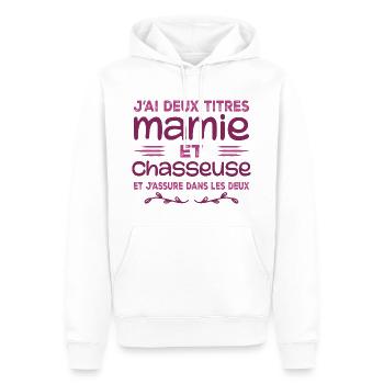 Zwei Titel Granny Hunter | Oma | Jagd - Männer Premium Bio Hoodie - Weiß - Vorne - Nico (187cm)