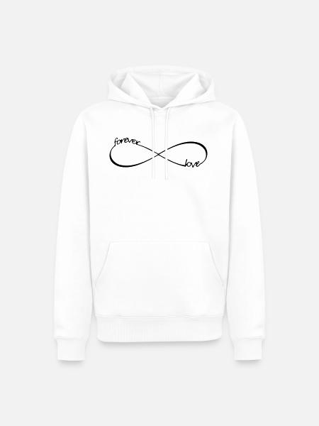 Forever Love infinito simbolo 8 - Felpa con cappuccio ecologica premium da uomo - bianco