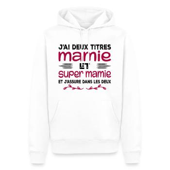 Ich habe zwei Titel: Oma und Super Oma, Geschenk, Oma - Männer Premium Bio Hoodie - Weiß - Vorne - Nico (187cm)