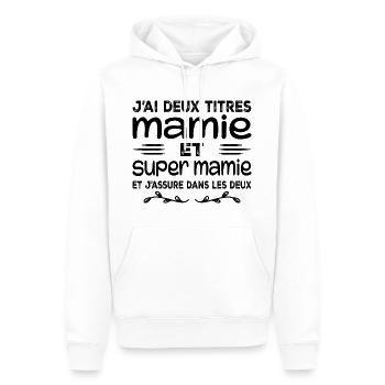 Ich habe zwei Titel: Oma und Super Oma, Geschenk, Oma - Männer Premium Bio Hoodie - Weiß - Vorne - Nico (187cm)