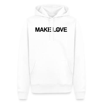 make love not war Krieg Frieden Liebe Sex Geschenk - Männer Premium Bio Hoodie - Weiß - Vorne - Nico (187cm)