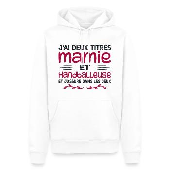 Zwei Titel Oma Handballerin, Handball, Großmutter - Männer Premium Bio Hoodie - Weiß - Vorne - Nico (187cm)