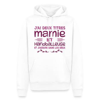Zwei Titel Oma Handballerin, Handball, Großmutter - Männer Premium Bio Hoodie - Weiß - Vorne - Nico (187cm)