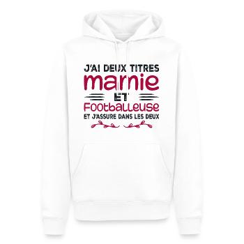 Zwei Titel Oma Fußballer, Großmutter, Fußball - Männer Premium Bio Hoodie - Weiß - Vorne - Nico (187cm)