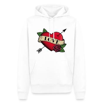 Heart Tattoo Love - Men’s Premium Organic Hoodie - white - Front - Nico (187cm)