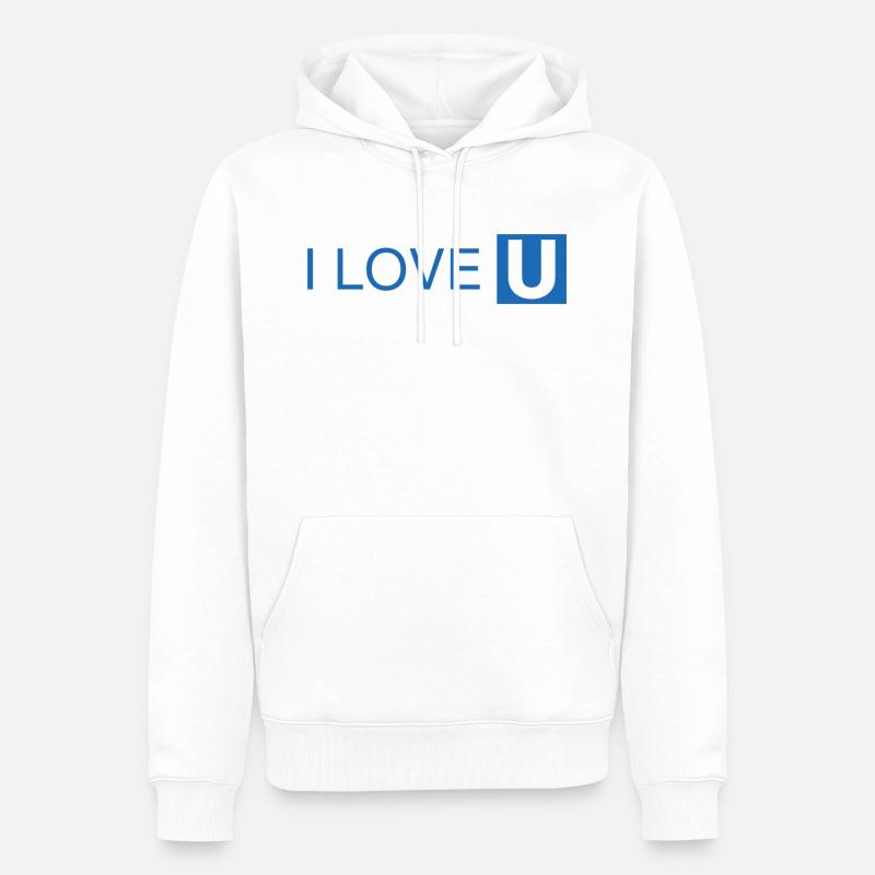 I Love U-Bahn Blau Geschenkidee - Männer Premium Bio Hoodie - Weiß