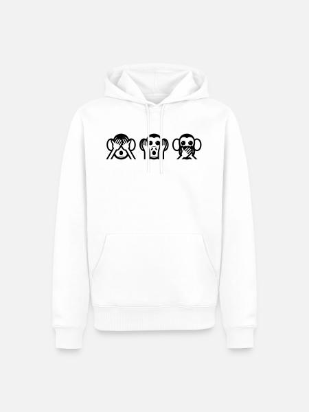 3 Wise Monkey - Men’s Premium Organic Hoodie - white