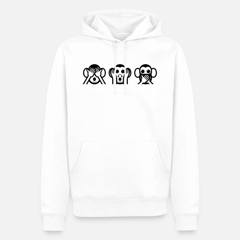 3 Wise singe - Sweat à capuche Premium bio Homme - blanc