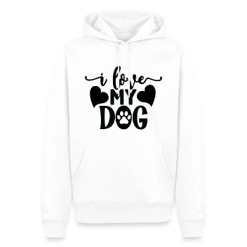 J’aime mon chien - Sweat à capuche Premium bio Homme - blanc - Devant - Nico (187cm)