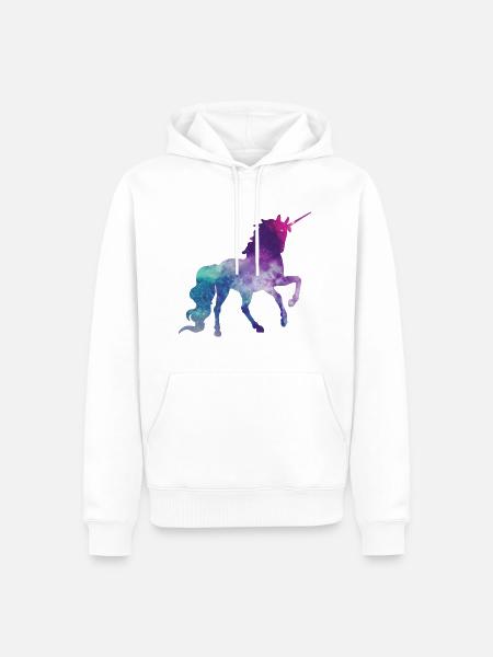 Einhorn Silhouette Universum Sterne unendlich - Männer Premium Bio Hoodie - Weiß