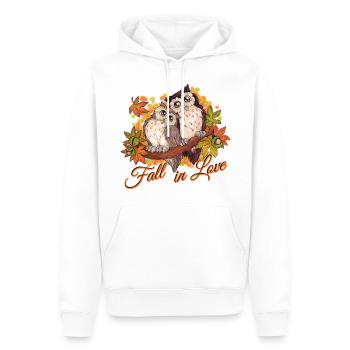 Fall in Love - Niedliche Eulen im Herbst Liebe - Männer Premium Bio Hoodie - Weiß - Vorne - Nico (187cm)