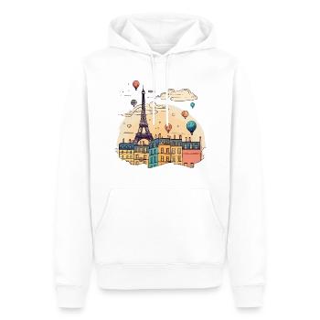 Paris France City Skyline Tour Eiffel Art - Sweat à capuche Premium bio Homme - blanc - Devant - Nico (187cm)