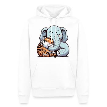 Cuddling Elephant And Tiger In Love - Männer Premium Bio Hoodie - Weiß - Vorne - Nico (187cm)