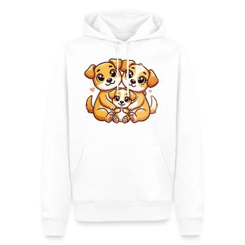 Chien aimant famille mère et père avec un enfant - Sweat à capuche Premium bio Homme - blanc - Devant - Nico (187cm)