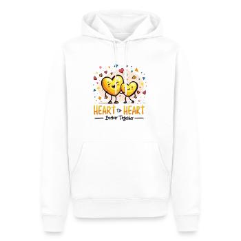 Cœur à cœur – Ensemble, nous sommes plus forts - Sweat à capuche Premium bio Homme - blanc - Devant - Nico (187cm)