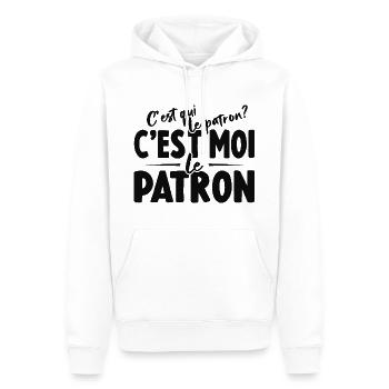 C'est Qui Le Patron C'est Moi Le Patron - Sweat à capuche Premium bio Homme - blanc - Devant - Nico (187cm)
