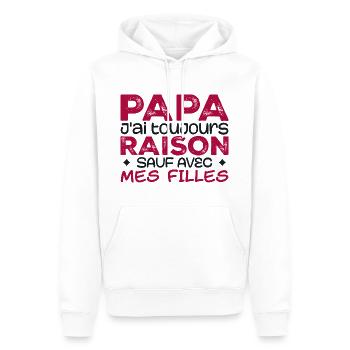 Papa, ich habe immer Recht, außer bei meinen Töchtern - Männer Premium Bio Hoodie - Weiß - Vorne - Nico (187cm)