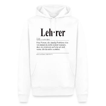 Lehrer Lustige Berufs Definition - Männer Premium Bio Hoodie - Weiß - Vorne - Nico (187cm)