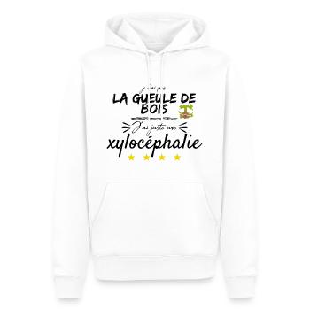 je n'ai pas la gueule de bois - Sweat à capuche Premium bio Homme - blanc - Devant - Nico (187cm)