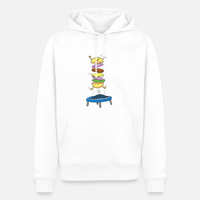 Burger Hamburger Cheeseburger Jumping - Männer Premium Bio Hoodie - Weiß