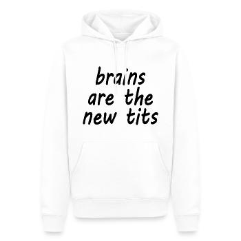 brains are the new tits - Männer Premium Bio Hoodie - Weiß - Vorne - Nico (187cm)
