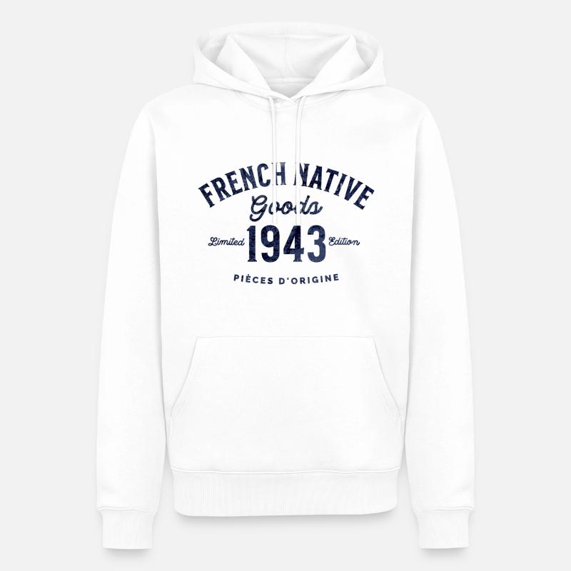 French native Goods 1943 - Sweat à capuche Premium bio Homme - blanc