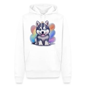 Chiot Husky Sibérien - Sweat à capuche Premium bio Homme - blanc - Devant - Nico (187cm)