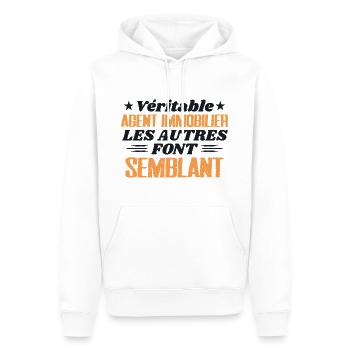 Real Estate Agent Gift Humor - Men’s Premium Organic Hoodie - white - Front - Nico (187cm)