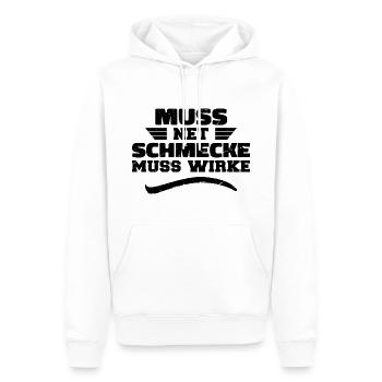 Muss Net Schmecke Muss Wirke - Männer Premium Bio Hoodie - Weiß - Vorne - Nico (187cm)