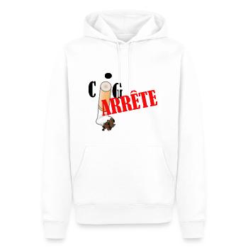 J'arrête la cigarette - Sweat à capuche Premium bio Homme - blanc - Devant - Nico (187cm)