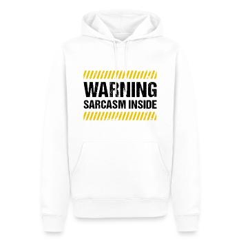 Warning Sarcasm Inside - Men’s Premium Organic Hoodie - white - Front - Nico (187cm)