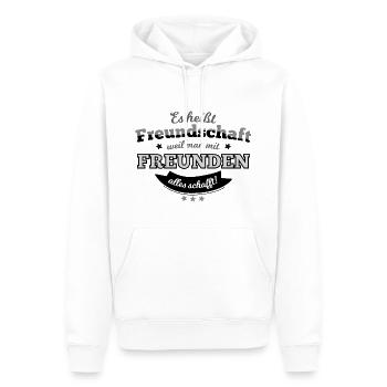 Spruch: Es heißt Freundschaft... - Männer Premium Bio Hoodie - Weiß - Vorne - Nico (187cm)
