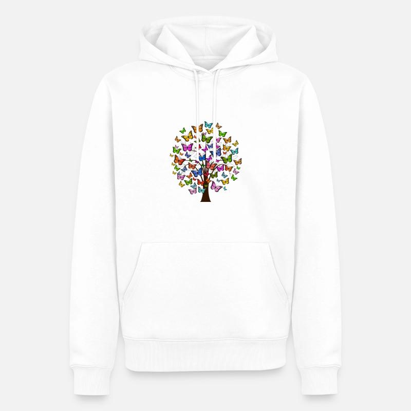 Arbre papillon - Sweat à capuche Premium bio Homme - blanc