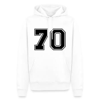 70 - Männer Premium Bio Hoodie - Weiß - Vorne - Nico (187cm)