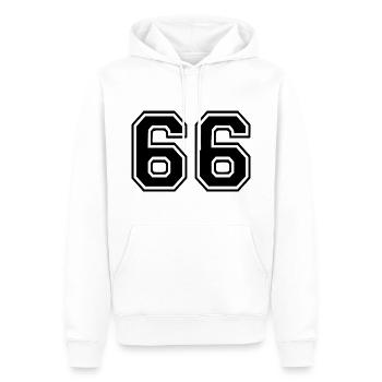 66 - Männer Premium Bio Hoodie - Weiß - Vorne - Nico (187cm)
