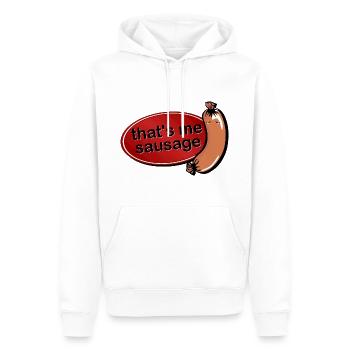es ist mir wurscht - denglisch - that's me sausage - Männer Premium Bio Hoodie - Weiß - Vorne - Nico (187cm)