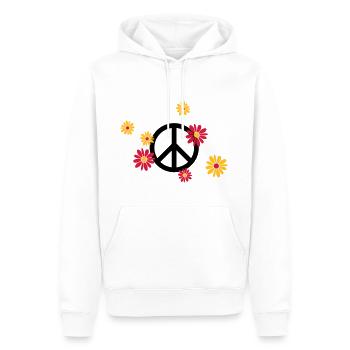 Signe de paix Fleur Amour flower power Saint-Valentin - Sweat à capuche Premium bio Homme - blanc - Devant - Nico (187cm)