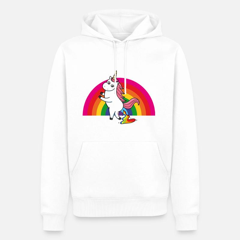Kackendes Einhorn Regenbogen - Männer Premium Bio Hoodie - Weiß