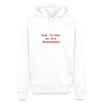 Lustiger Männerspruch zum furzen an die Käsetheke - Männer Premium Bio Hoodie - Weiß - Vorne - Nico (187cm)