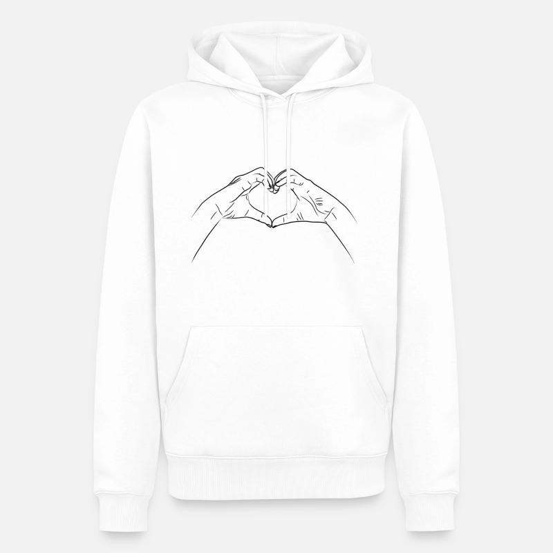 Hænder danner hjerte gestus - Herre Premium økologisk hoodie - hvid
